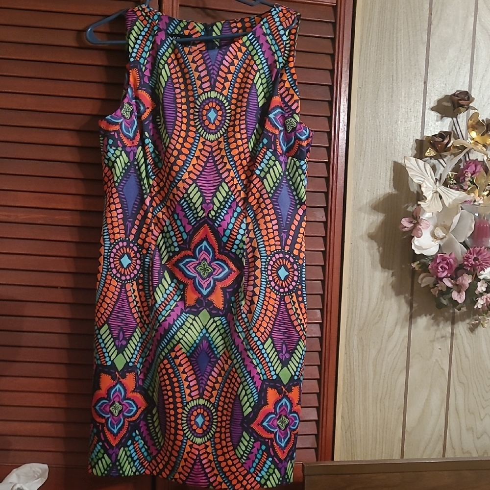 Vibrant Multicolor Geometric Pattern Dress - image 1